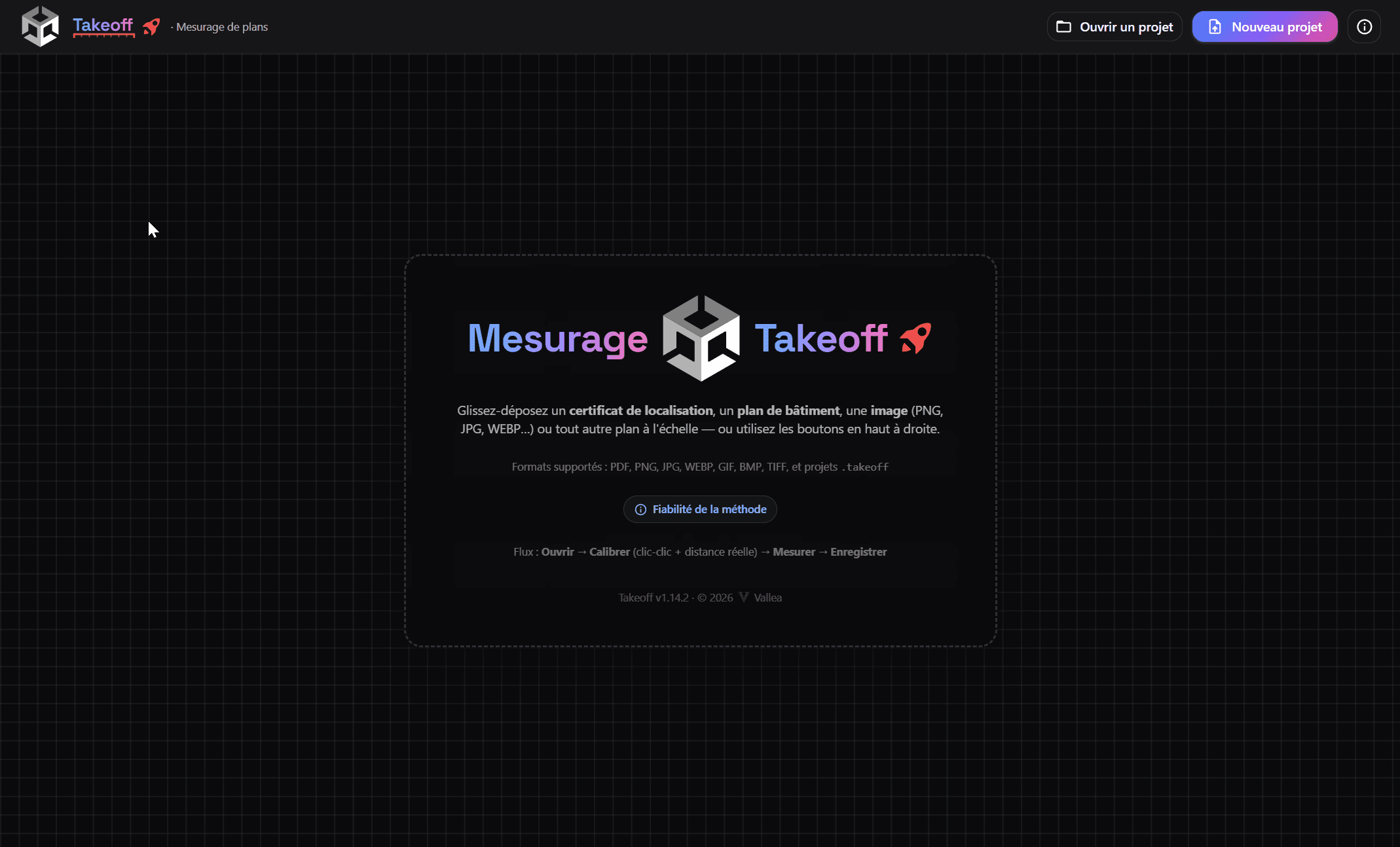 Takeoff — start screen
